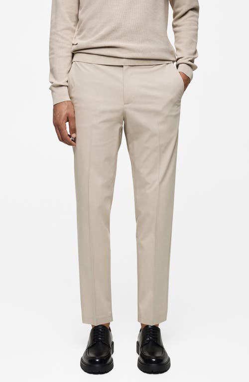 Shop Mango Slim Fit Stretch Pants In Beige