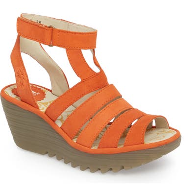 Fly London Yeba Wedge Sandal - Orange
