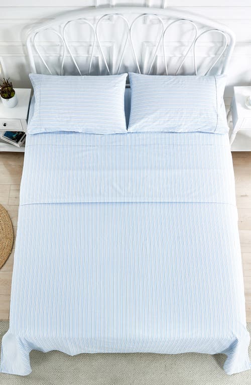 Shop Melange Home Set Of 2 Percale Stripe Cotton Pillowcase In Blue