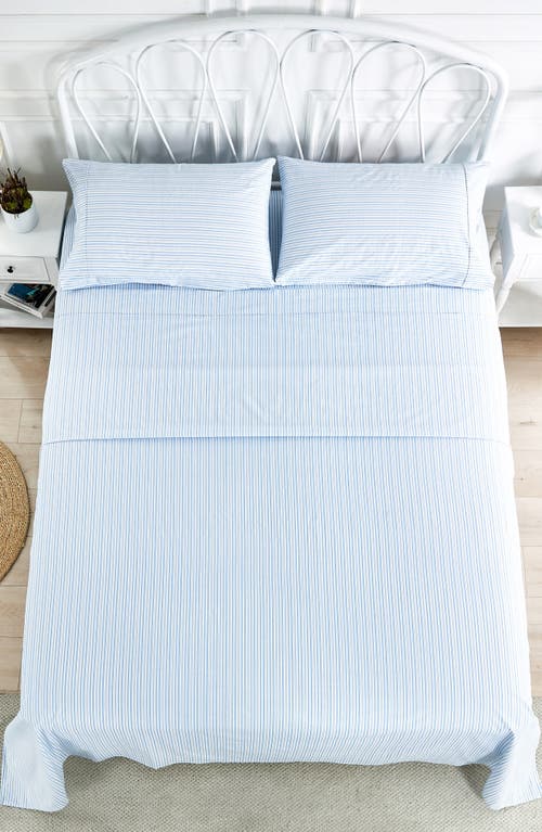 Melange Home Set Of 2 Percale Stripe Cotton Pillowcase In Blue