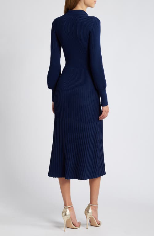 Shop Zoe And Claire Long Sleeve Sweater Dress In Navy