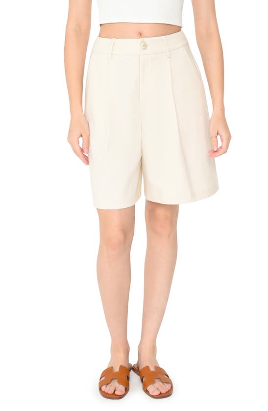 Shop Wayf Carlotta Pleated Shorts In Cream