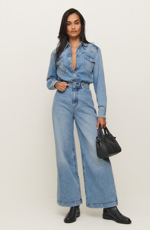 Shop Reformation X Kacey Musgraves Austin Ultrahigh Waist Wide Leg Jeans In Sanders