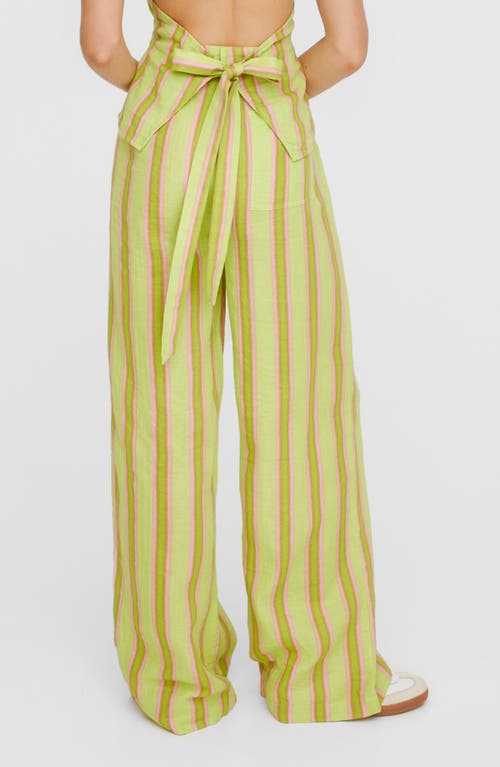 Shop Nasty Gal Lime Stripe High Waist Baggy Pants