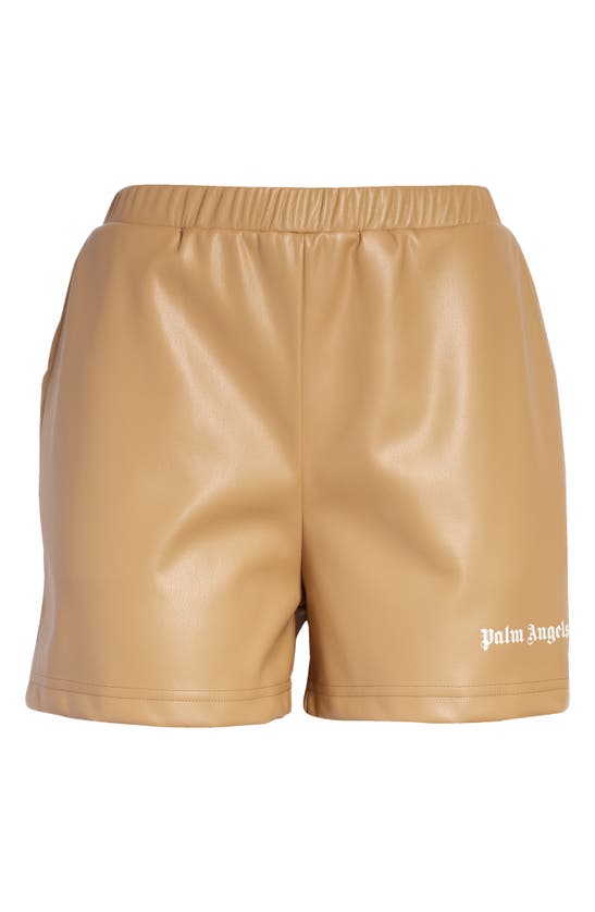 PALM ANGELS FAUX LEATHER TRACK SHORTS