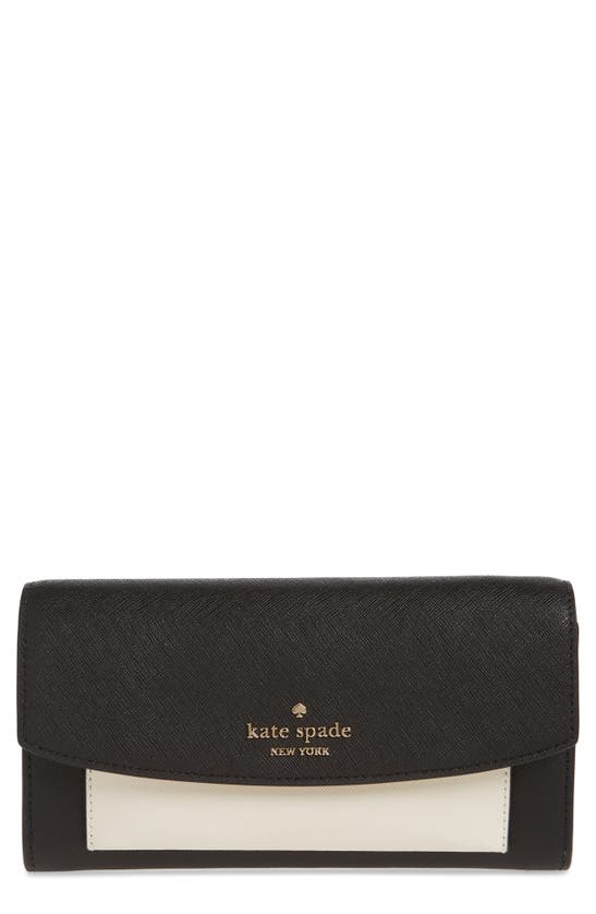 Shop Kate Spade Colorblock Continental Wallet With Removable Card Wallet In Black Multi