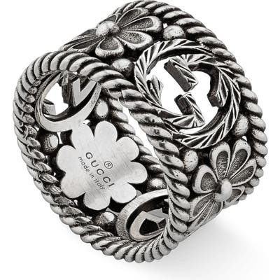 Gucci Large Interlocking-G Floral Ring