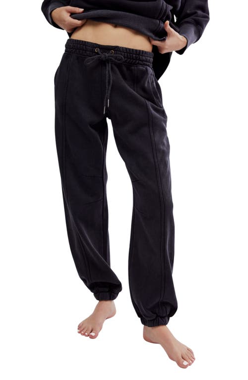 Shop Free People Sprint To The Finish Seamed Sweatpants In Black