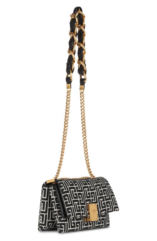 Shop Balmain Small 1945 Soft Monogram Jacquard Crossbody Bag In Gfe Ivory/black