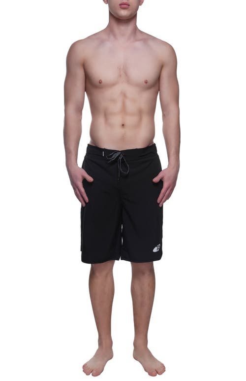 Rokka&rolla Quick-dry Stretch Swim Trunks With Adjustable Waistband In Black
