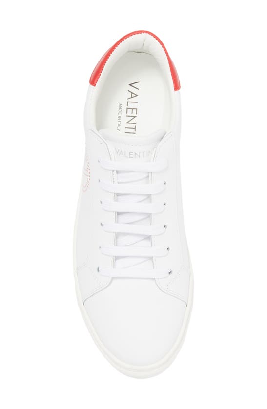 Valentino By Mario Valentino Petra Leather Sneaker In White Red