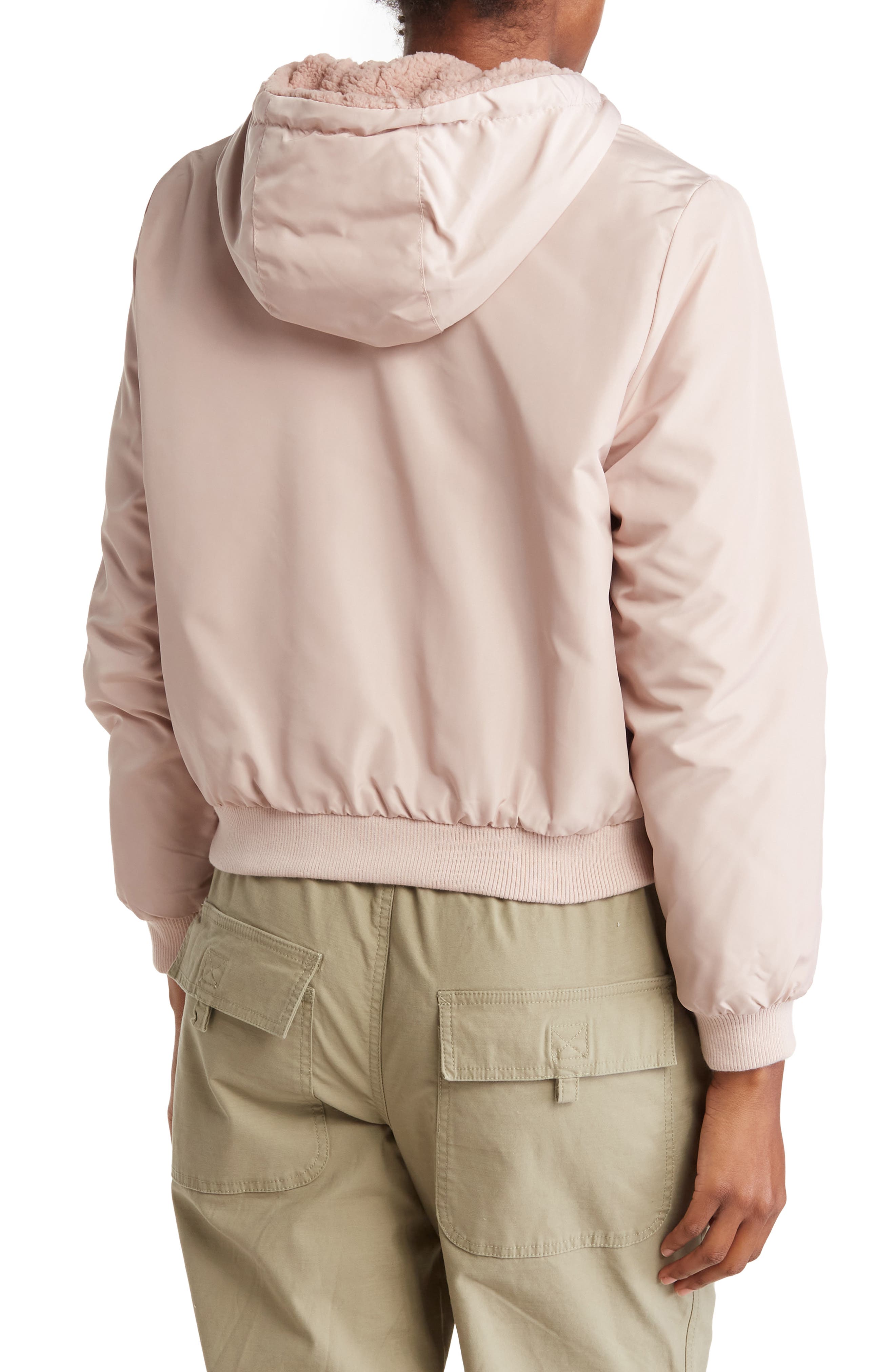 faux fur reversible bomber jacket