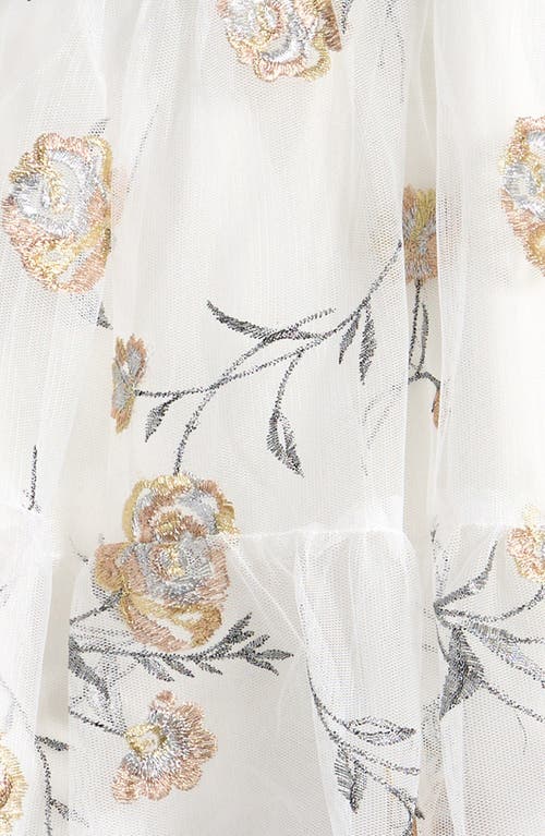 ZUNIE ZUNIE KIDS' FLUTTER SLEEVE FLORAL EMBROIDERED PARTY DRESS