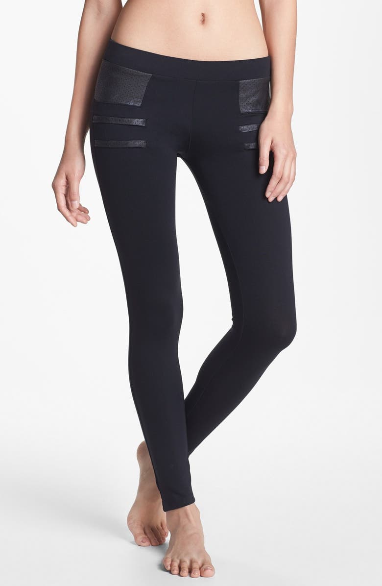 Solow Faux Leather Trim Leggings | Nordstrom