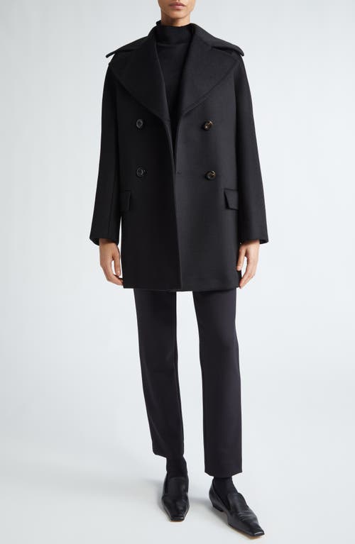 Shop Max Mara Kent Short Wool Peacoat In Black