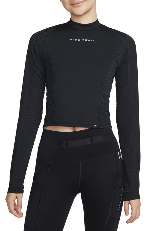 Nike Trail Dri-fit Long Sleeve Running Top In Black/black/dark Smoke Grey