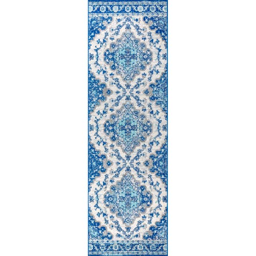 Jonathan Y Bohemian Flair Boho Vintage Medallion Area Rug In Cream/blue