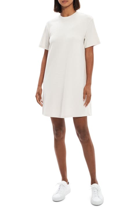 Stone Cotton Ruched Short Sleeve T Shirt Dress