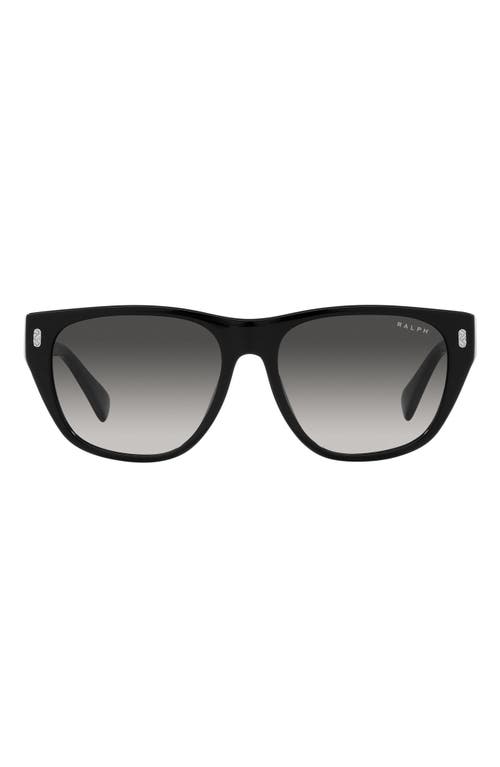 55mm Gradient Irregular Sunglasses in Shiny Black