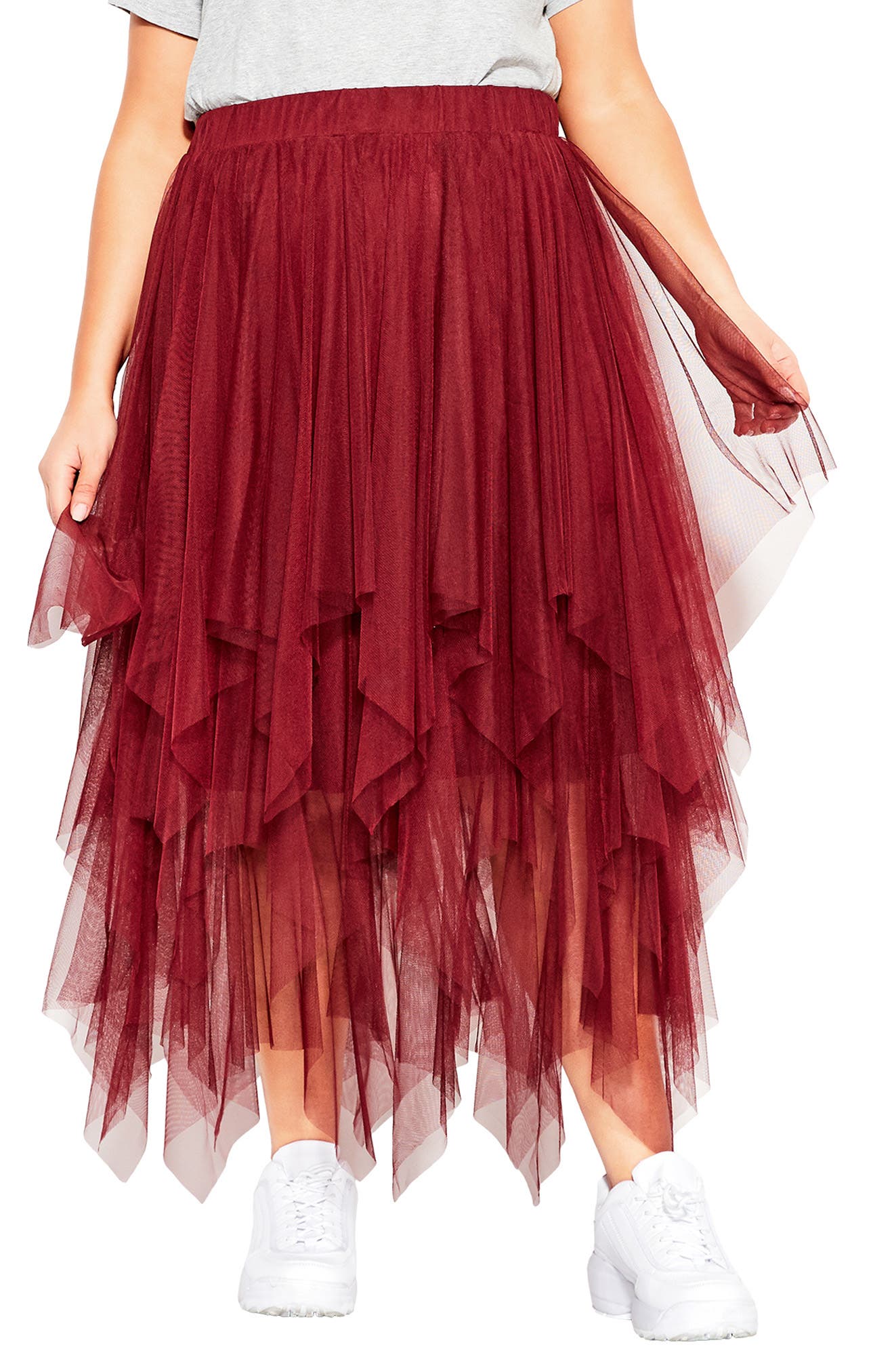 CITY CHIC Pixy Skirt, Main, color, RUBY