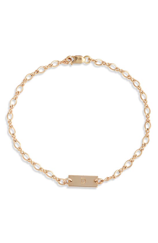 Shop Nashelle Hadley Initial Bar Bracelet In Yellow Gold Fill - D