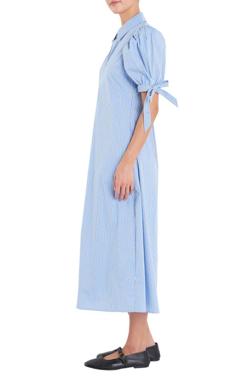 Shop English Factory Godet Stripe Dress In Powder Blue