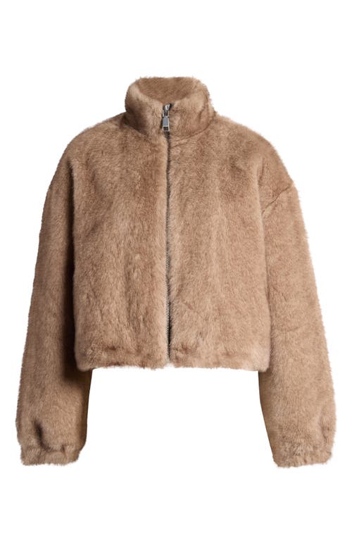 Shop Rebecca Minkoff Faux Fur Crop Jacket In Taupe