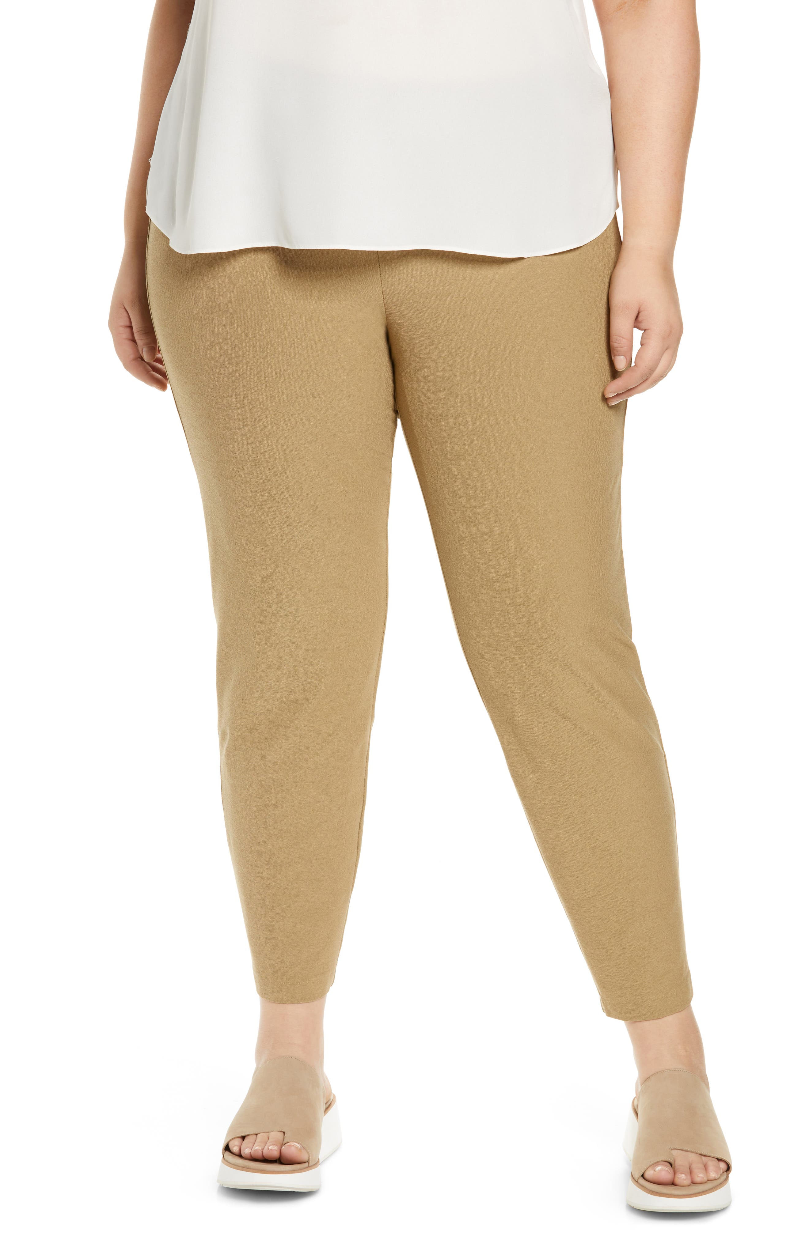 Women's Beige Plus-Size Pants 