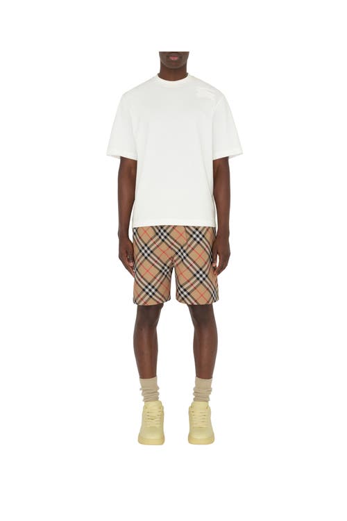 Burberry Men Check Print Bermuda Swimsuit In Brown