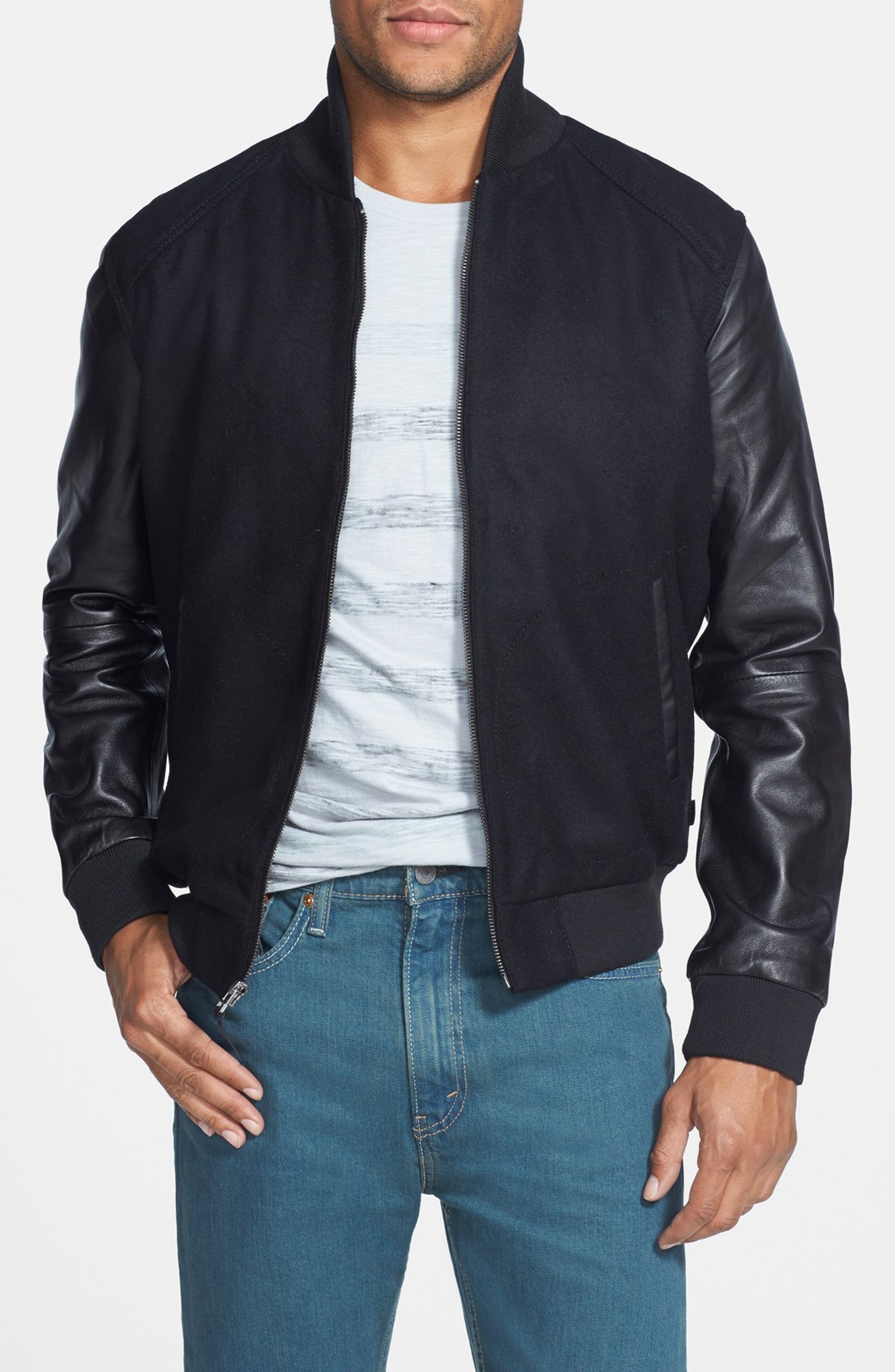 Levi's® Wool Blend Varsity Jacket with Leather Sleeves | Nordstrom