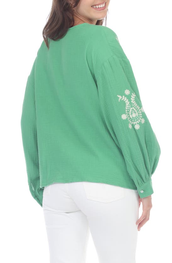 Shop Rain Embroidered Long Sleeve Tunic In Kelly Green