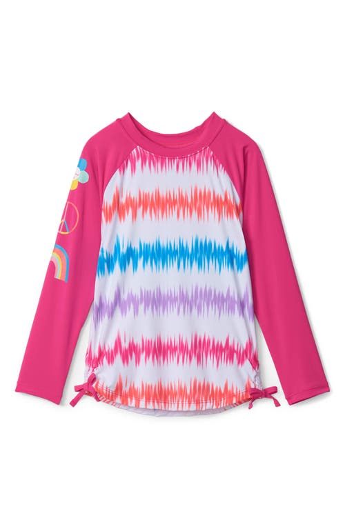 Shop Hatley Kids' Tie Dye Long Sleeve Rashguard Swim Top In Pink/white