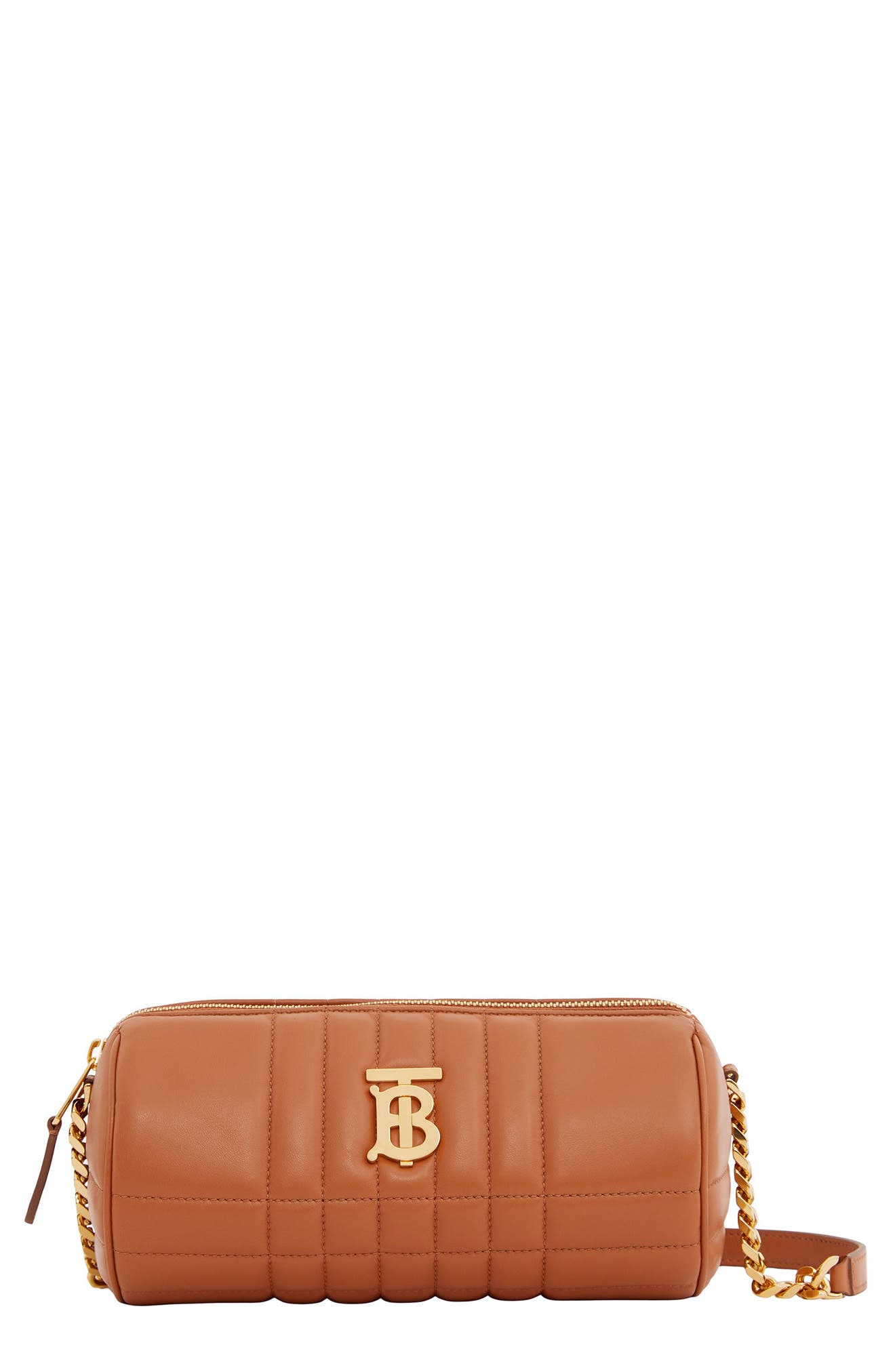 Burberry Lola Check Quilted Leather Barrel Crossbody Bag in Marple Brown at Nordstrom