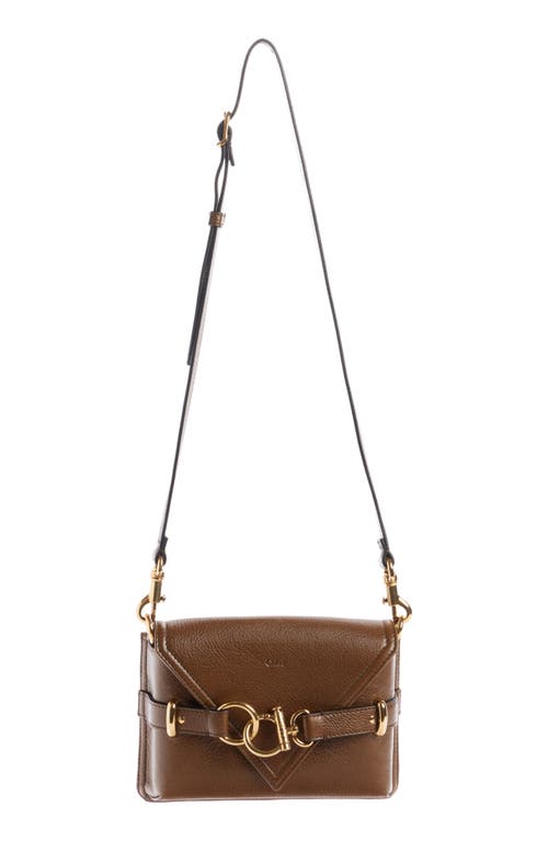 Shop Chloé Mini Cape Leather Crossbody Bag In Dark Khaki 20v