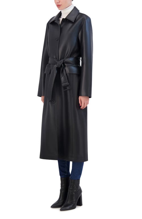 Shop Rebecca Minkoff Belted Faux Leather Trench In Black