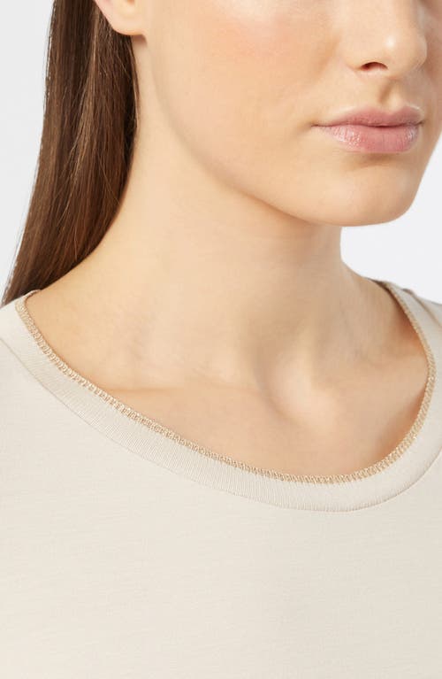 Shop Marina Rinaldi Luppolo Metallic Trim Knit Top In Beige