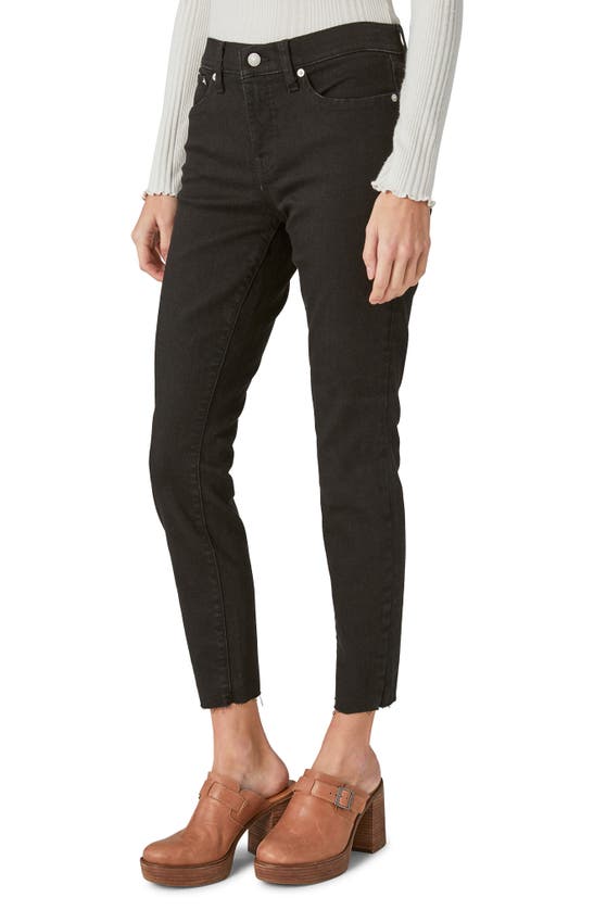Lucky Brand Ava Raw Hem Mid Rise Skinny Jeans In Clean Black
