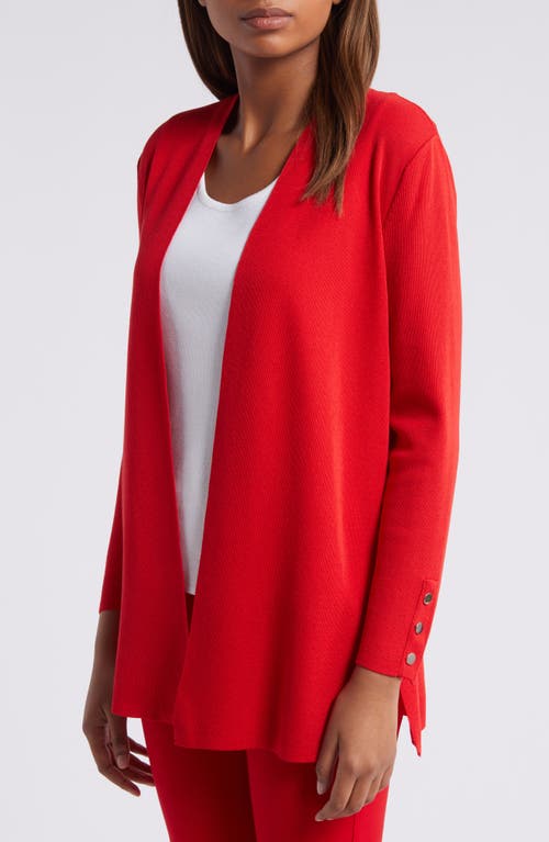 Shop Anne Klein Kissing Front Cardigan In Bright Crimson