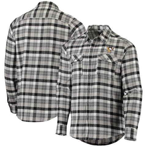 New Orleans Saints Antigua Ease Flannel Long Sleeve Button-Up Shirt -  Black/Gray