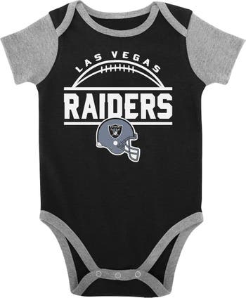Outerstuff Newborn & Infant Black/Heather Gray Las Vegas Raiders Home Field Advantage Three-Piece Bodysuit, Bib & Booties Set at Nordstrom, Size 3-6M