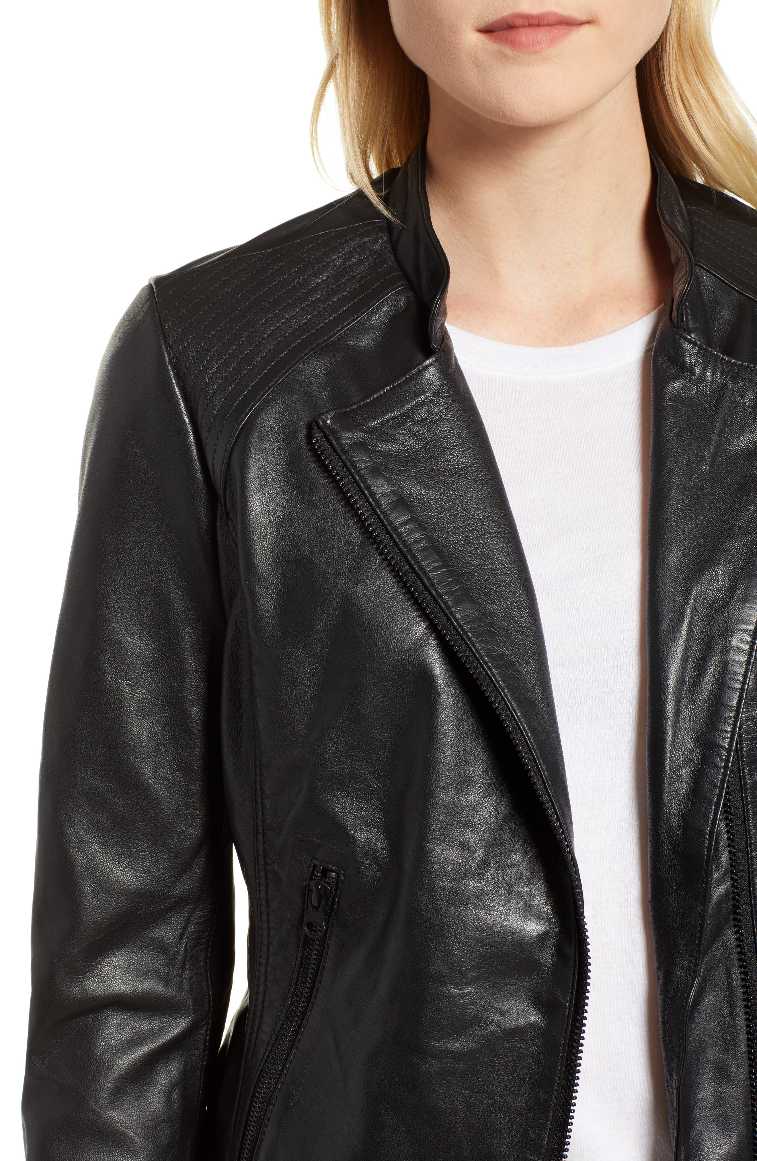 halogen zip racer leather jacket