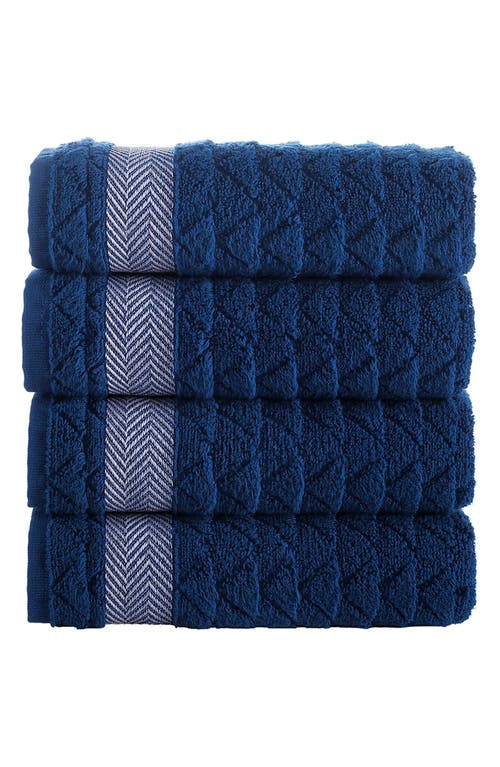 Shop Brooks Brothers Herringbone Cotton Bath Towel In Navy