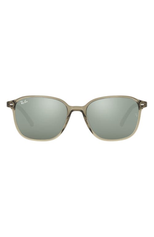 Ray-Ban Leonard 51mm Mirrored Square Sunglasses in Transparent Green