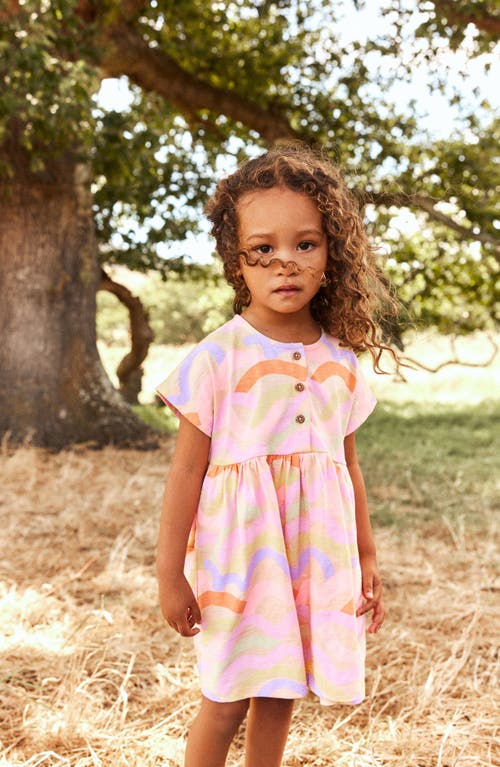 Shop Next Kids' Rainbow Print Cotton Dress In Pink Multi