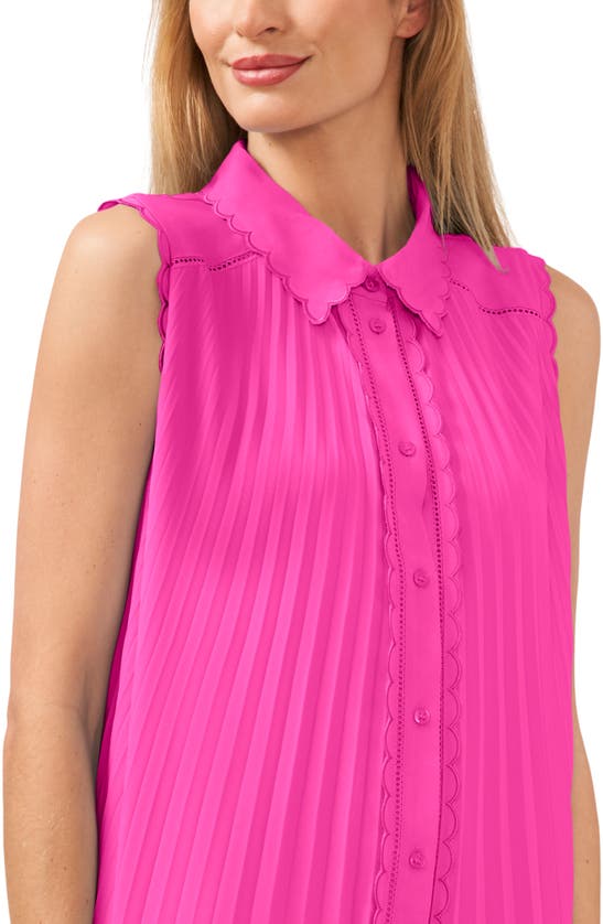 Shop Cece Scalloped Pleated Shirtdress In Taffy Pink