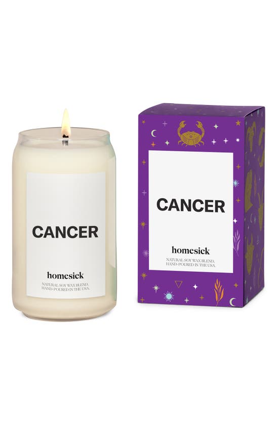 Homesick Cancer Scented Candle In White