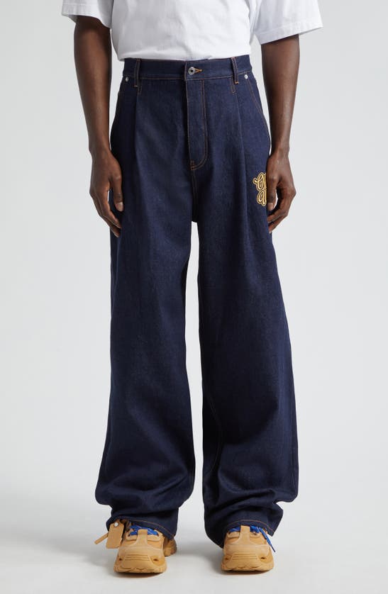 Off-white '90s Logo Baggy Jeans In Raw Blue Gold
