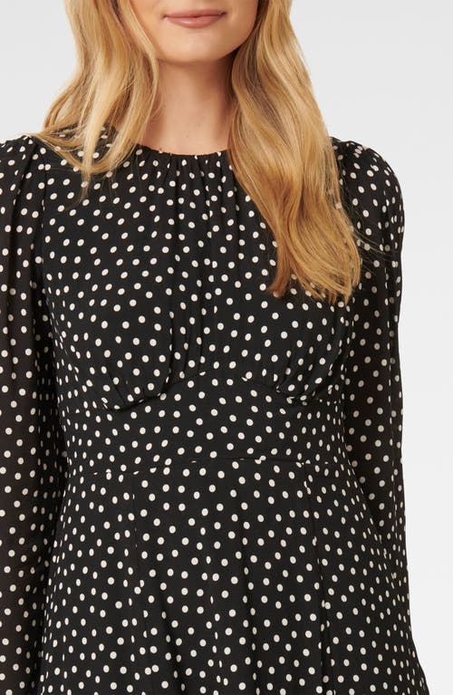 Shop Ever New Mietta Print Long Sleeve Midi Dress In Black Spot