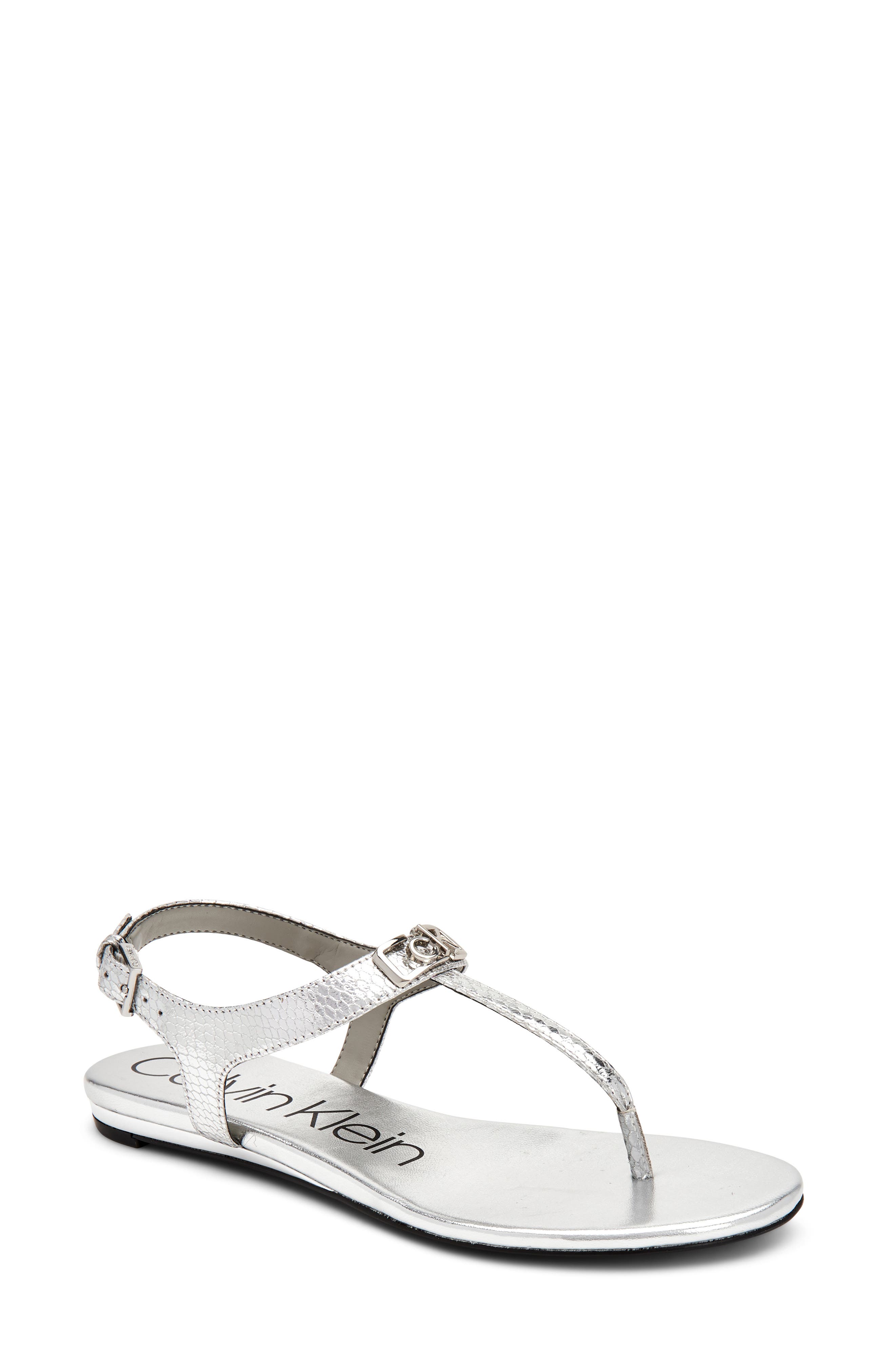 calvin klein silver sandals