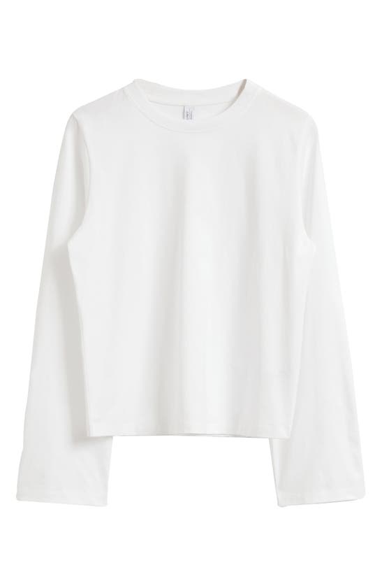 Shop & Other Stories Long Sleeve Cotton Knit Top In White